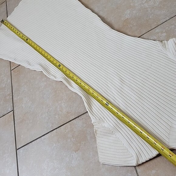 New Bohme Cream Ribbed Knit Dress Size Medium - Picture 6 of 10